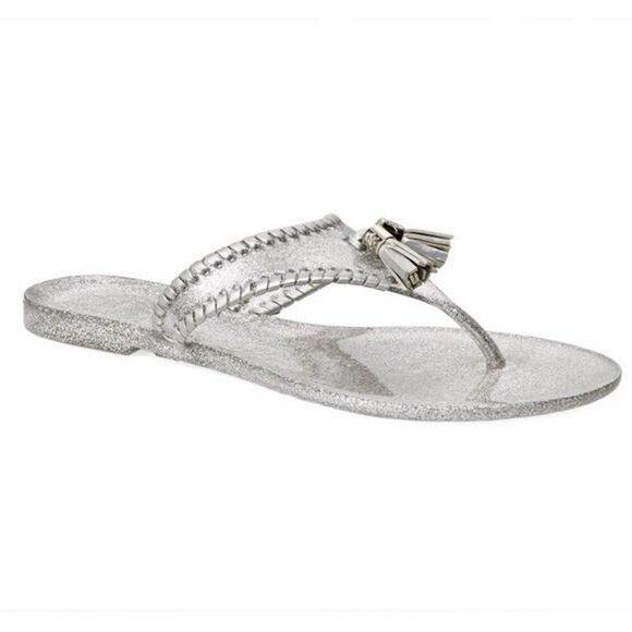 Jack Rogers Women's 11M Silver Sparkle Alana Jelly sandals - New - Picture 1 of 4